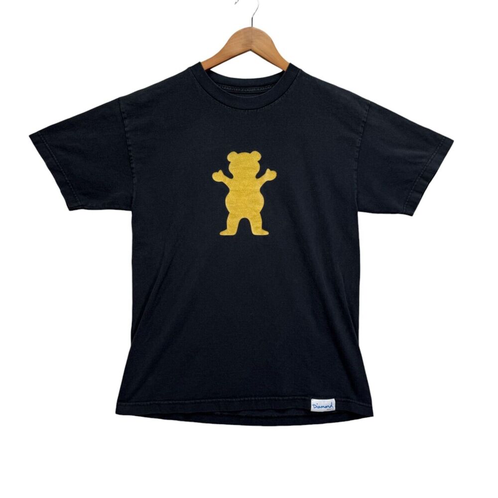 Diamond Supply Co. X Grizzly Griptape T-Shirt Gold Bear Skater Tee Black Men's M